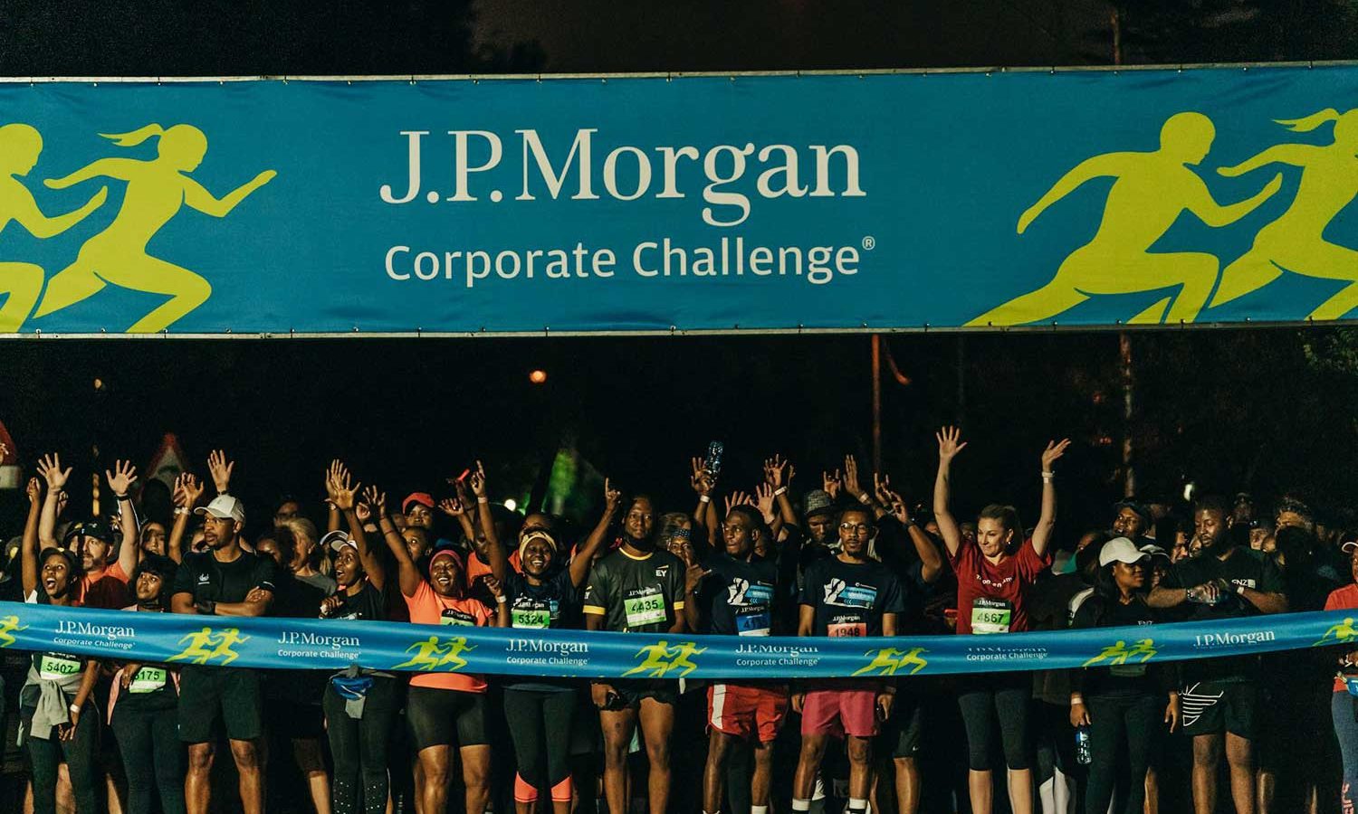 J.P. Morgan Corporate Challenge Johannesburg: participants at the start arch at dusk